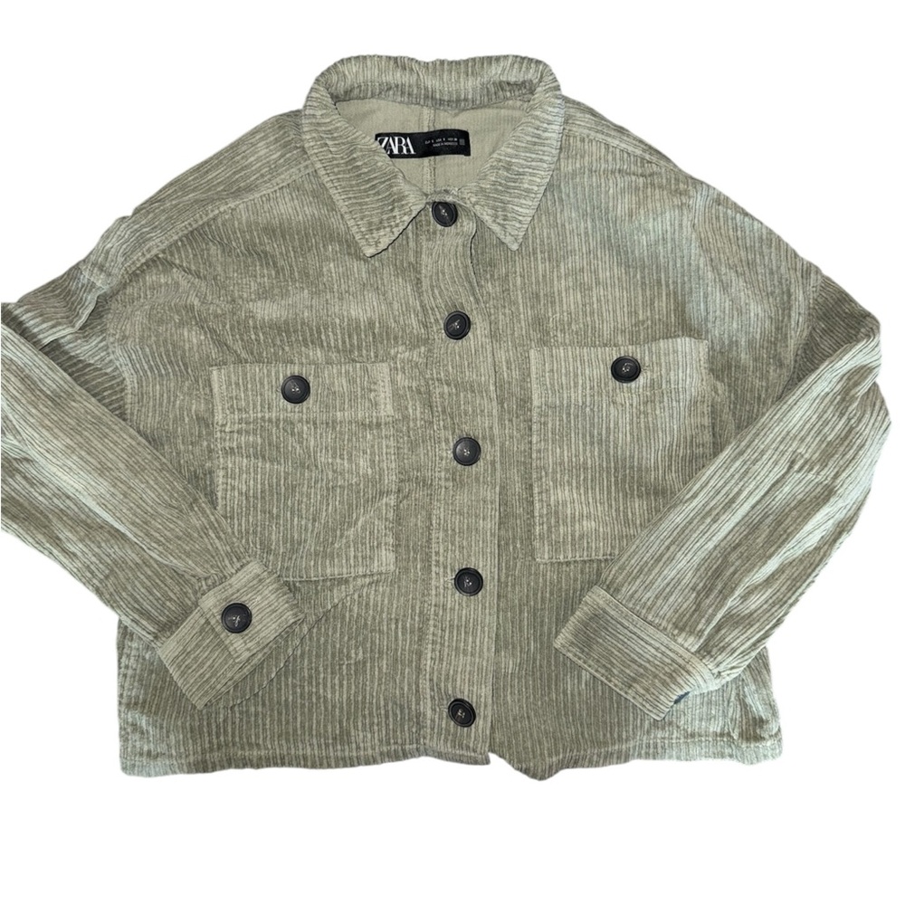 Zara Women Green Corduroy Jacket